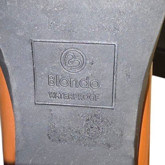 Blondo Brown Patent Leather Josie Waterproof Heeled Chunky Mule Loafers Size 10 - Picture 7 of 9